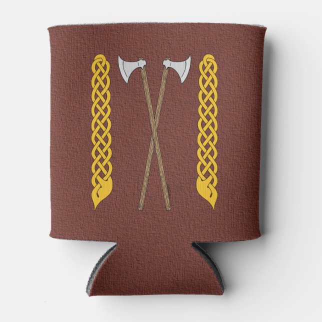 Danish/Viking Axes Crossed with Plaitwork Can Cooler (Front)