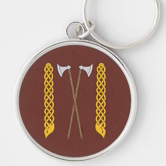 Danish/Viking Axes Crossed with Plaitwork Keychain (Front)
