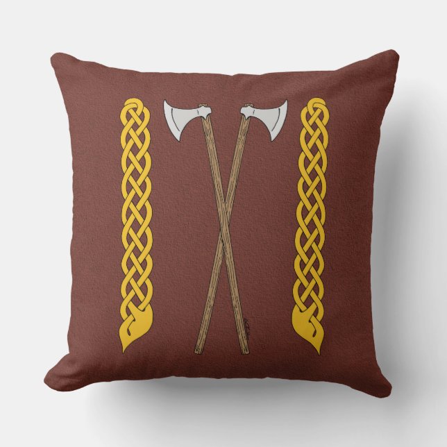 Danish/Viking Axes Crossed with Plaitwork Throw Pillow (Front)
