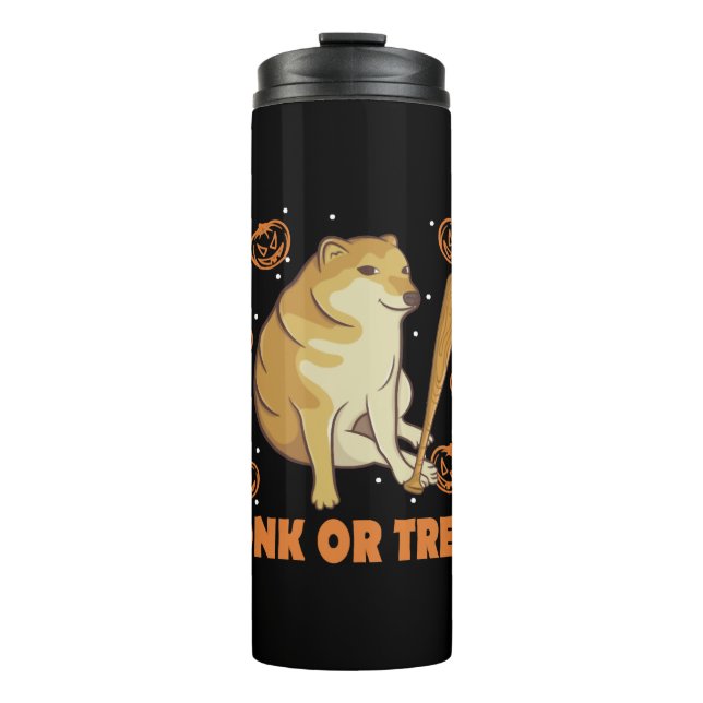 Dank Meme Cheems Halloween Dog Thermal Tumbler (Front)