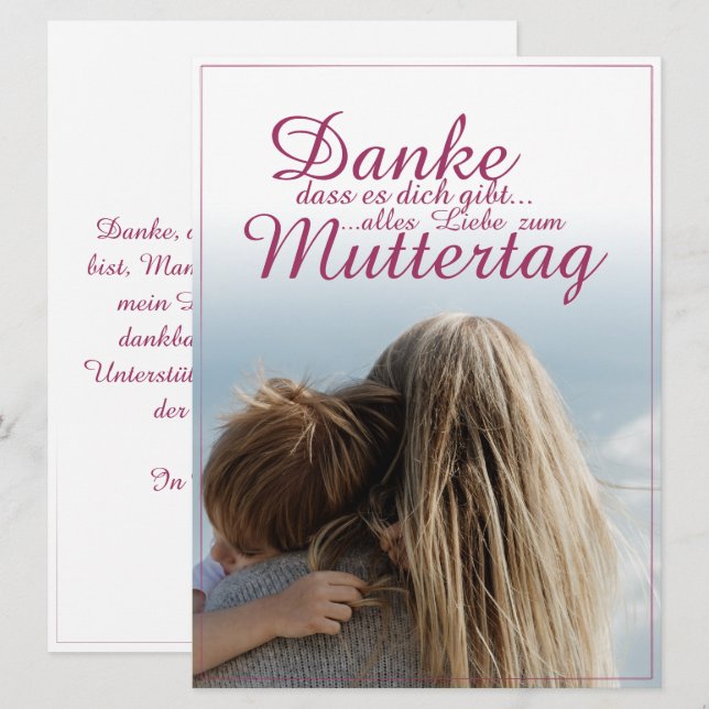 Danke, dass es dich gibt, Muttertag, Mutter & Kind (Front/Back)
