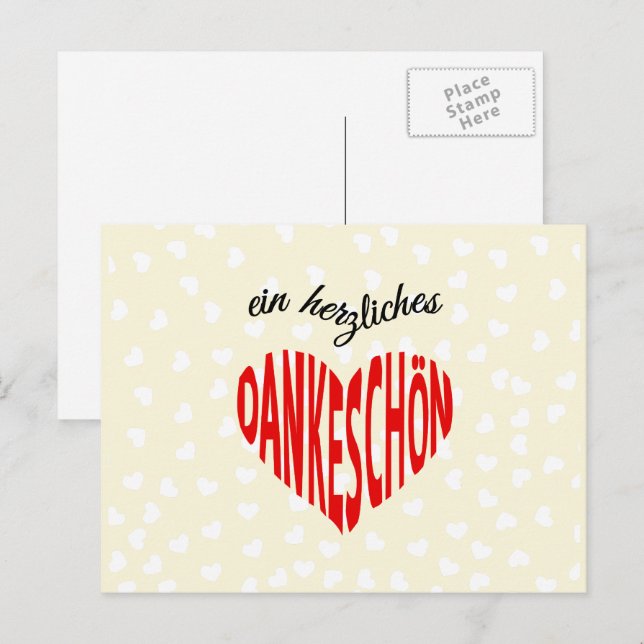 Dankeschon coeur rouge merci carte postale (Devant / Derrière)