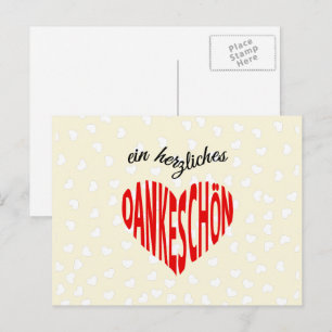 Dankeschon red heart thank you postcard