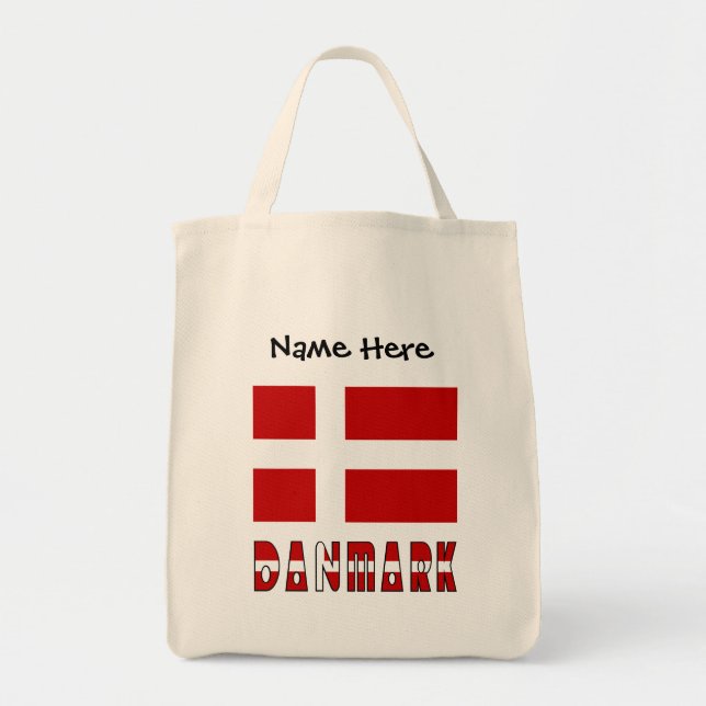 Danmark and Danish Flag Personalized  Tote Bag (Front)