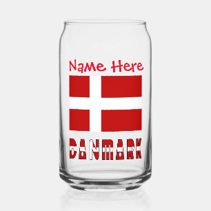 Danmark Dannebrog Flag Red Personalization Can Glass