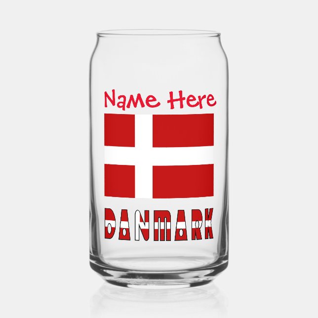 Danmark Dannebrog Flag Red Personalization  Can Glass (Front)