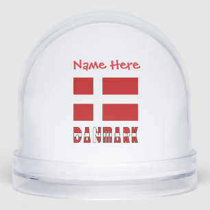 Danmark Dannebrog Red Personalized  Snowglobe