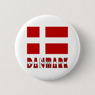 Danmark Flag & Word CC 2 Inch Round Button