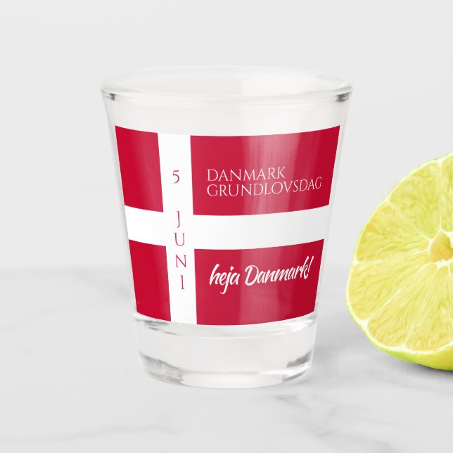 Danmark Grundlovsdag Danish National Day Flag Shot Glass (Front)