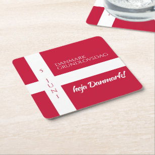 Danmark Grundlovsdag Danish National Day Flag Square Paper Coaster