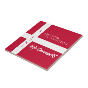 Danmark Grundlovsdag Danish National Day Flag Tile