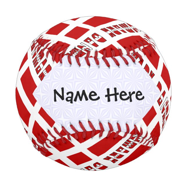 Danmark óg Dannebrog Tiled Personalized  Baseball (Front)