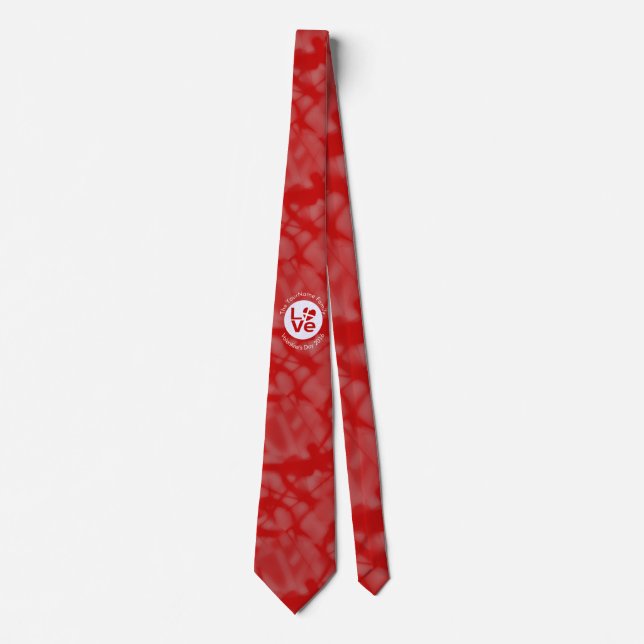 Dannebrog Danish Red LOVE Heart Flag Personalized  Tie (Front)