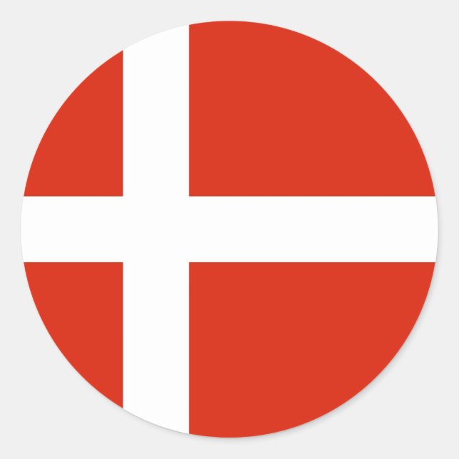 Dannebrog; The Official Flag of Denmark Classic Round Sticker (Front)