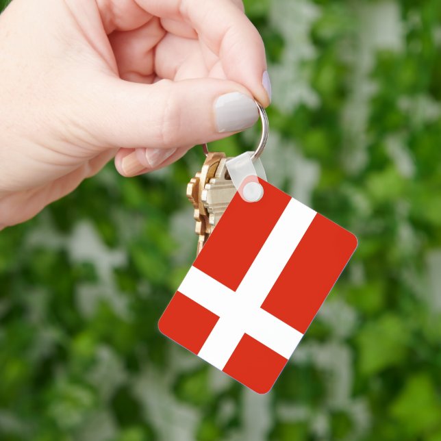 Dannebrog; The Official Flag of Denmark Keychain (Hand)