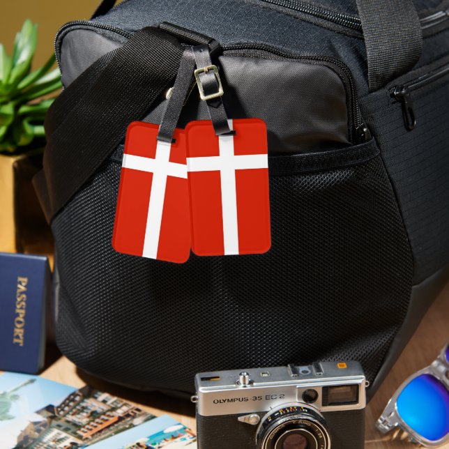 Dannebrog; The Official Flag of Denmark Luggage Tag (Front & Back)