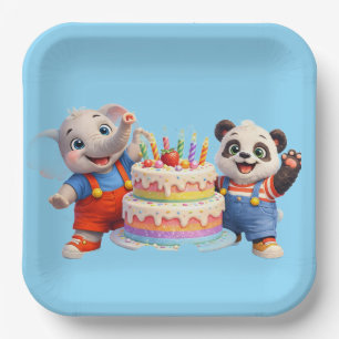 Danny and Dave, happy birthday cake party plates