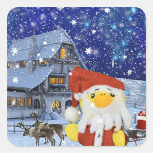 Danny Duck as Santa at the North Pole Square Sticker