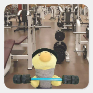 Danny Duck in the gym  Square Sticker