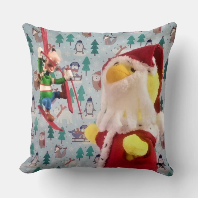 Danny Duck Santa Christmas Throw Pillow (Front)