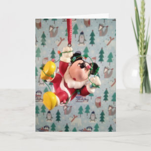 Danny Duck Santa Christmas tree ornament Card