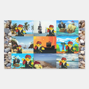 Danny Duck the Pirate Collage Rectangular Sticker