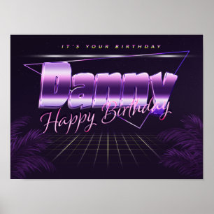 Danny Nom Vorname lila retro Poster Geburtstag