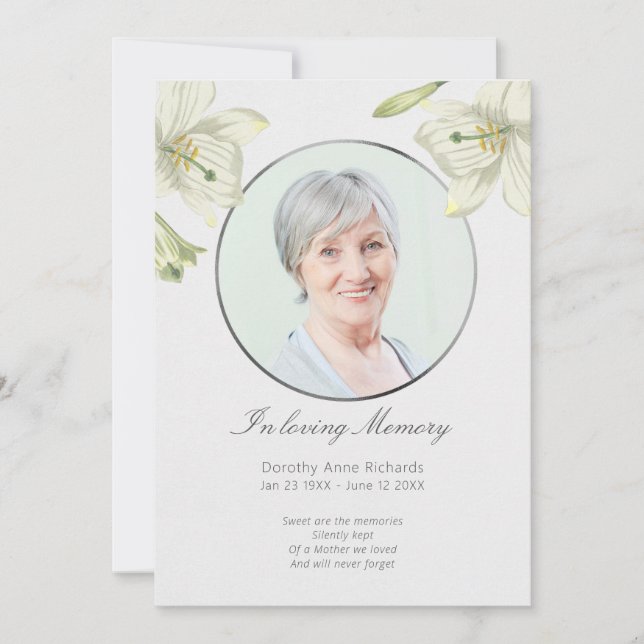 Dans la carte de sympathie vintage de lis de (Devant)