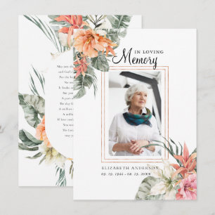 Dans la mémoire aimante   Carte de prière funérair