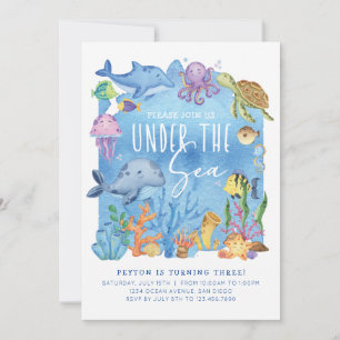 Dans la mer Invitation d'anniversaire pour n'impor