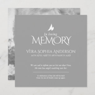 Dans l'amour mémoire colombe photo faire-part de m