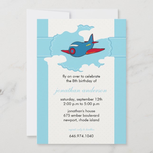 Dans les nuages - invitations à l'anniversaire de  (Devant)