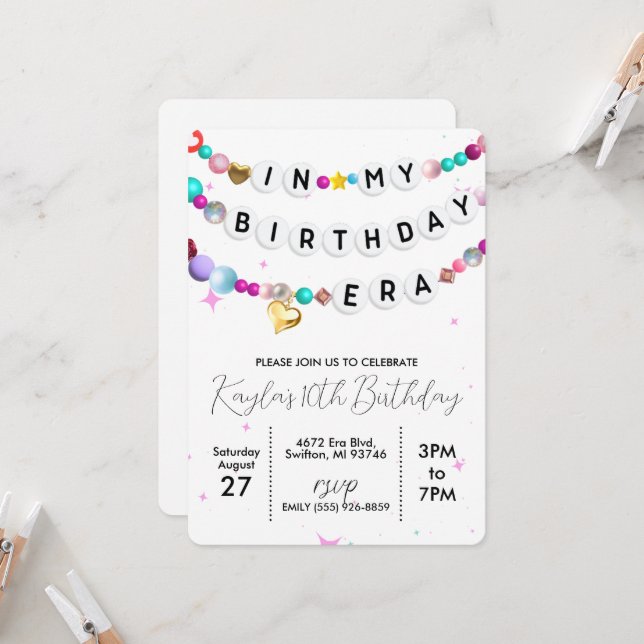 Dans Mon Bracelet D'Amitié Anniversaire Invitation (Devant/Arrière en situation)
