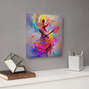 Dans Of Joy Watch Square Wall Clock