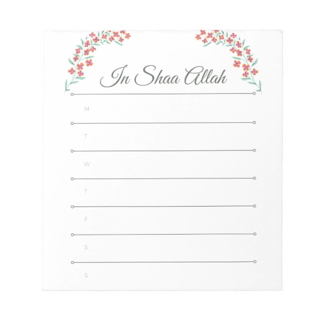 Dans Shaa Allah bloc-notes islamique (Devant)