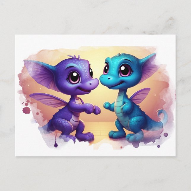 *~* Danse AP48 Invitation PHOTO Dragon Dino Carte  (Devant)