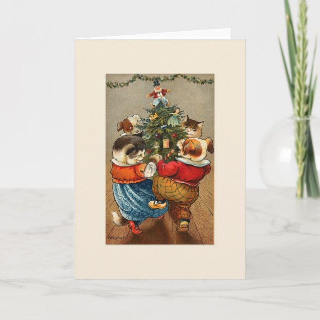 Danse autour de la carte de Noël d'arbre de Noël (Devant)