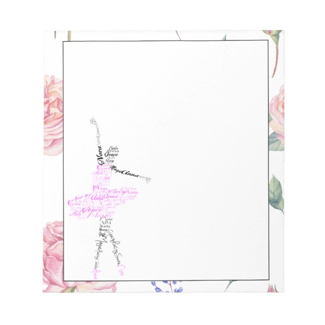Danse Ballerina | Bloc-notes de bordure Rose (Devant)