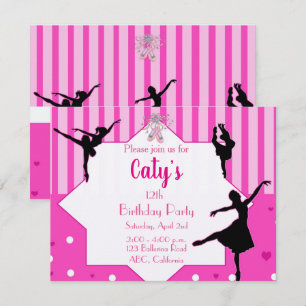 Danse Ballerina silhouette Anniversaire Invitation