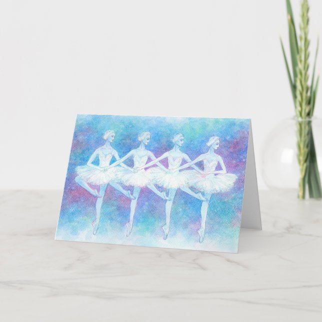 Danse de la carte de voeux de cygnes de bébé (Devant)