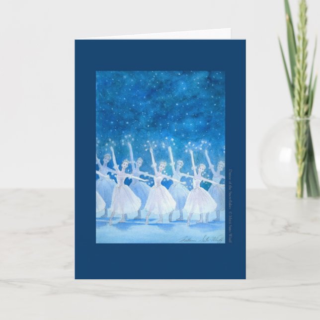 Danse des flocons de neige Carte de voeux avec dev (Devant)