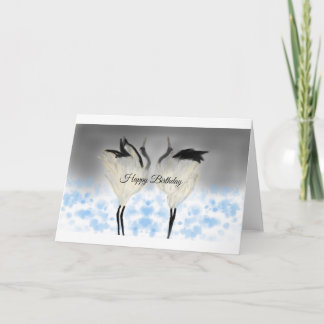 Danse d'hiver des grues japonaises Carte d'anniver
