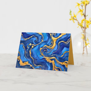 Danse Royale Rich Royal Blue Gold Flowing Abstract Card