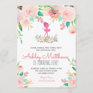 Danser, anniversaire, ballerine, invitation
