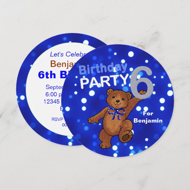 Danser Brown Bear 6e anniversaire Invitation à la  (Devant / Derrière)