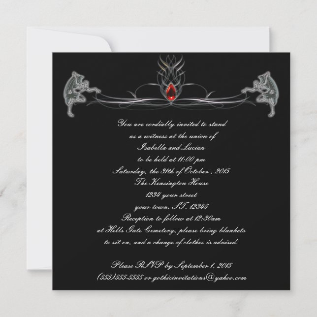 Danser Démons Bijoux Goth Mariage Invitations (Devant)