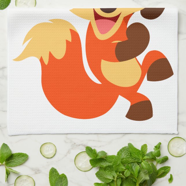 Danser mignonne Danser Dessin Fox Serviette de cui (Plié)