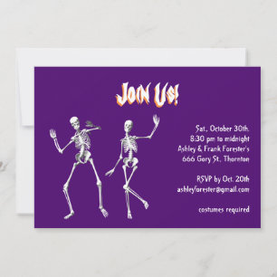 Danser Skeletons Violets Halloween Invitation