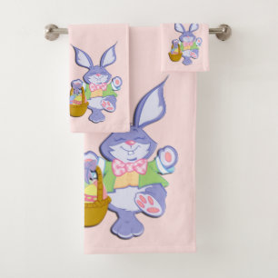 Danser violet Bunny de Pâques ensemble de serviett