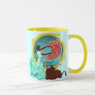 Danses avec la tasse de café de taureaux